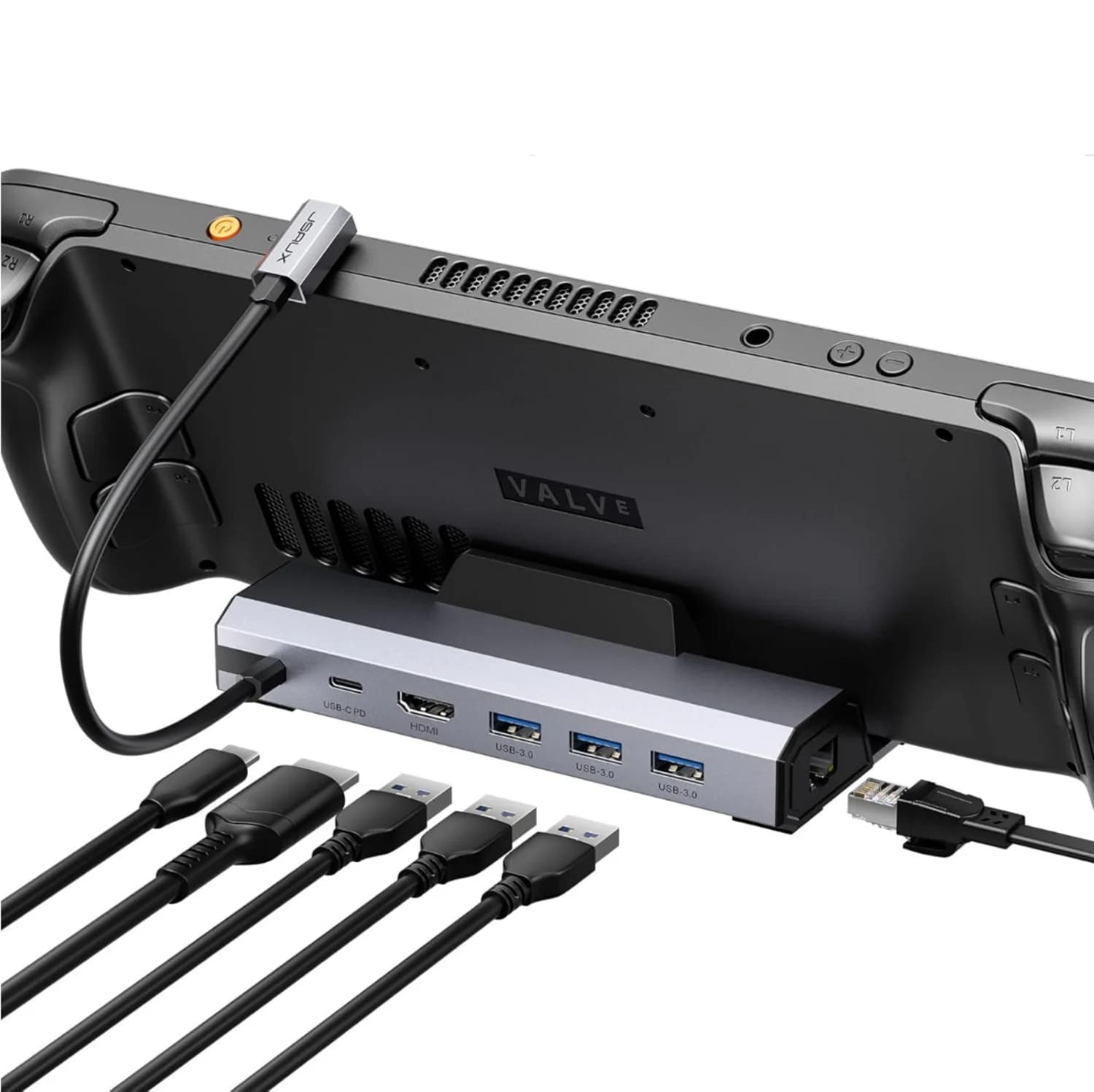 JSAUX 4K 120 Hz upgraded docking station for Steam Deck OLED, Steam Deck Dock 6 in 1 with HDMI 2.1,100 W charging for Steam Deck LCD