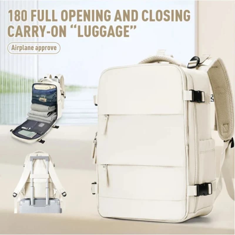 Women's Hiking Backpack with Independent Shoe Compartment 180° Zippered Design Laptop Sleeve Neutral Casual Backpack