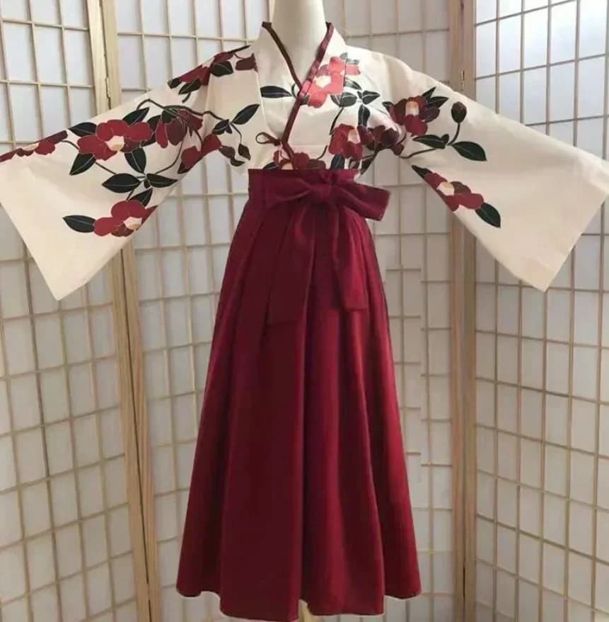 Kimono Haori Yukata Japanese Style Oriental Dress with Floral Print Sakura for Women, Vintage Dress with Camelia, Costume 2026