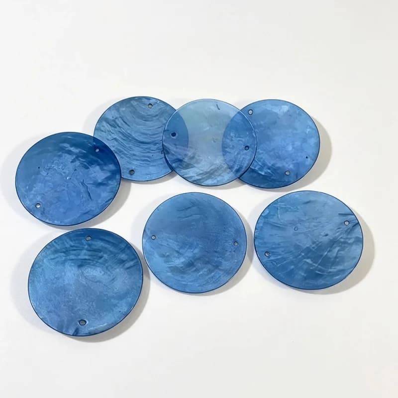 Color Double Hole Shell Disc Ocean Style DIY Jewelry Home Lighting Wind Chime Pendant Craftsmanship Earring Accessories