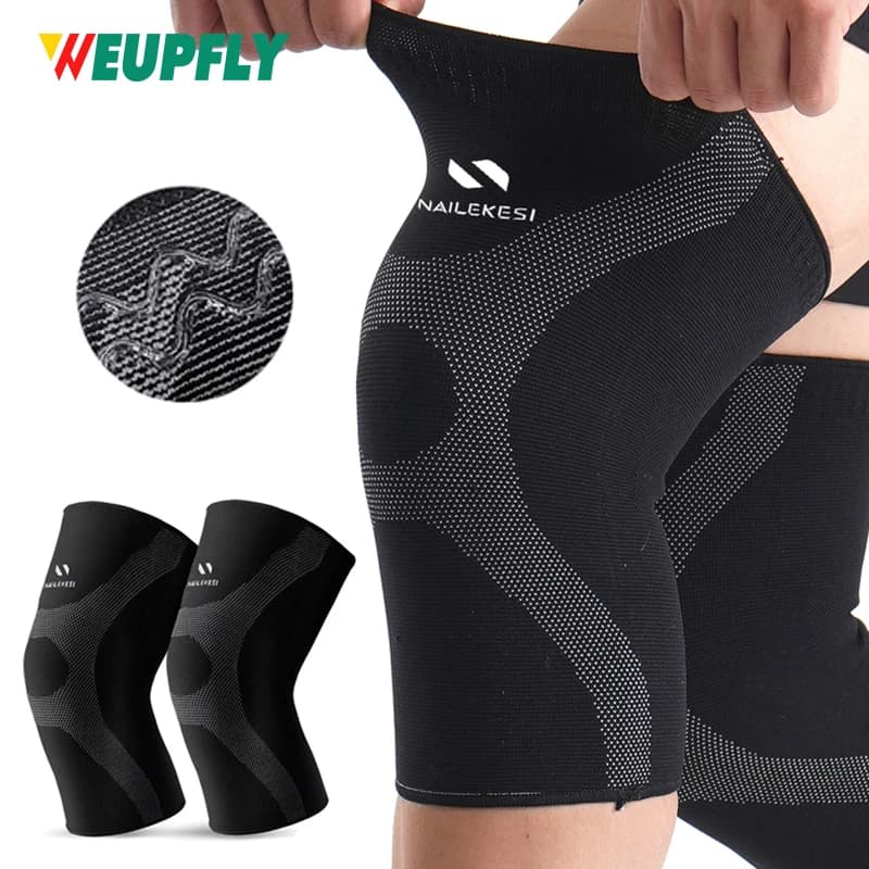 1 paio di ginocchiere a compressione di grandi dimensioni per uomo e donna, ginocchiere di supporto per la corsa e l'allenamento S-4XL