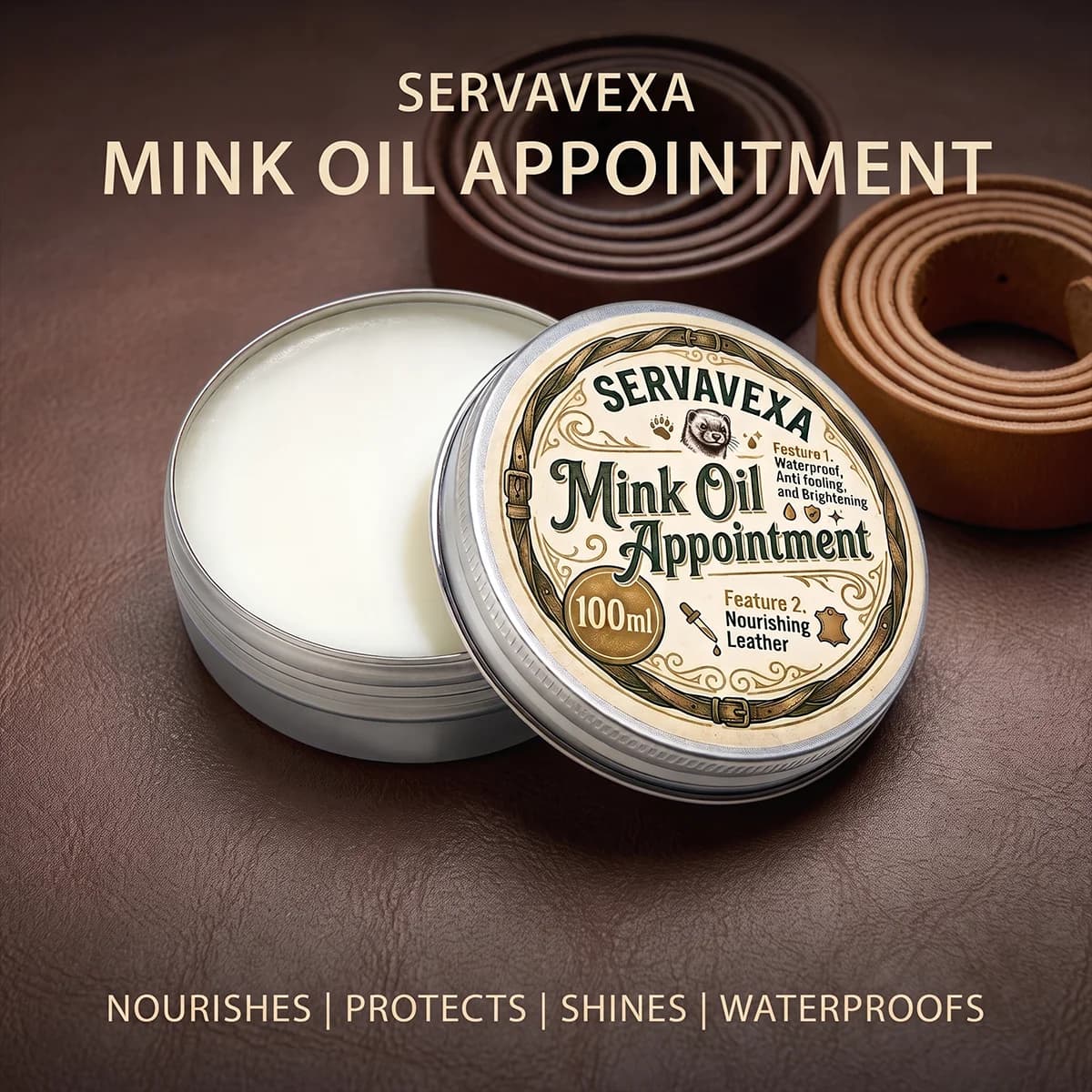 Premium Mink Oil Leather Conditioner Cream for Shoes Boots Belts | Water-Resistant Deep Nourishment & Crack Prevention