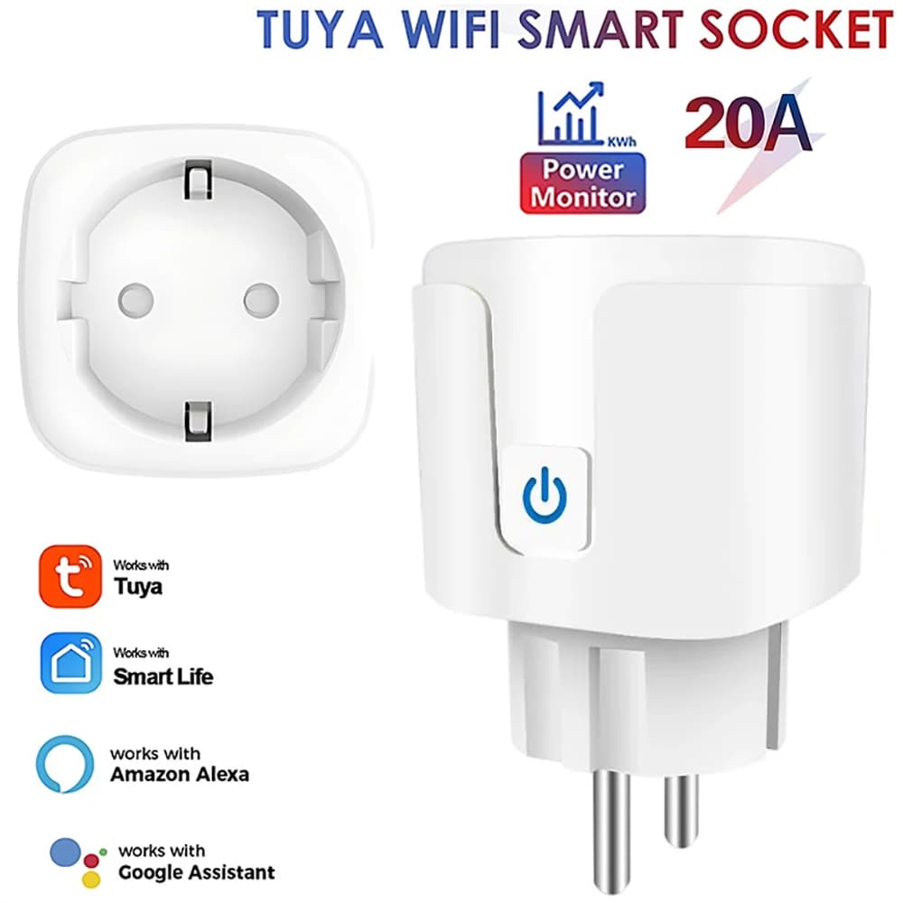 Intelligent socket EU 16/20A Wifi Smart Plug with power monitoring Voice control for smart home Support Google Assistant Alexa Alice