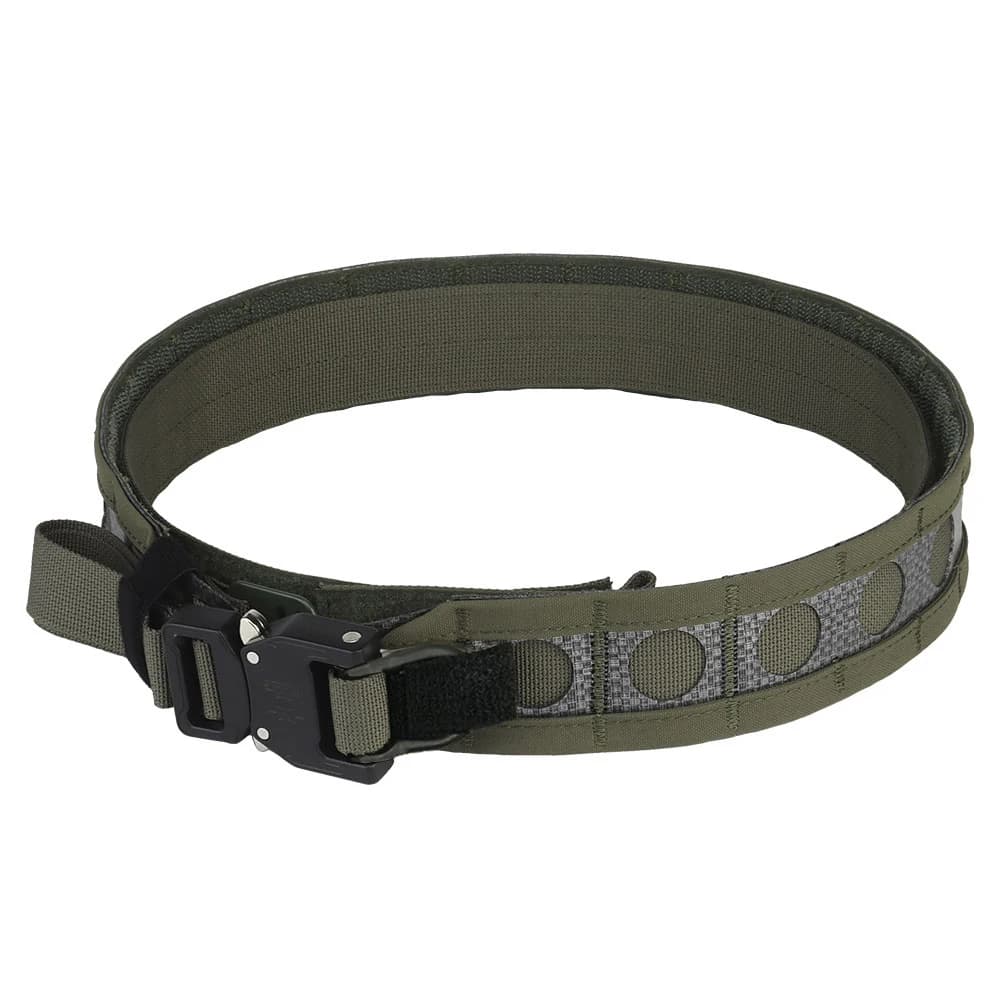 Cintura tattica Bison stile Ferro Cintura da battaglia Caccia Ranger Cintura MOLLE verde con fibbia a sgancio rapido Lega leggera