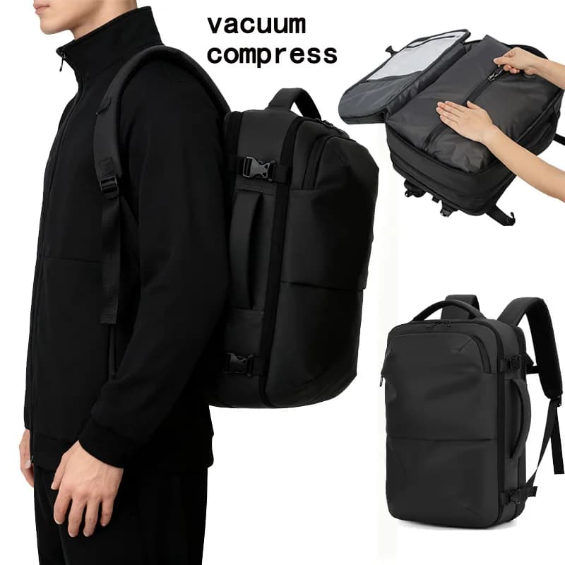 Zaino da uomo con compressione sottovuoto, zaino espandibile con separazione asciutta e bagnata, zaino antifurto per computer, zaino per brevi distanze
