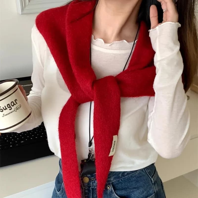 Sciarpa di lana invernale da donna Calda triangolo lavorato a maglia tinta unita Scialle avvolgente Pashmina Bandana Foulard per donna