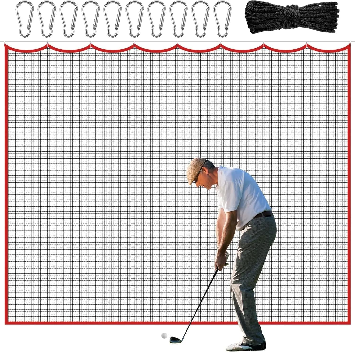 Rete da Golf Resistente 10x10FT, Rete per Allenamento Swing, Barriera Anti-Impatto per Palline da Golf, per Giardino e Prato