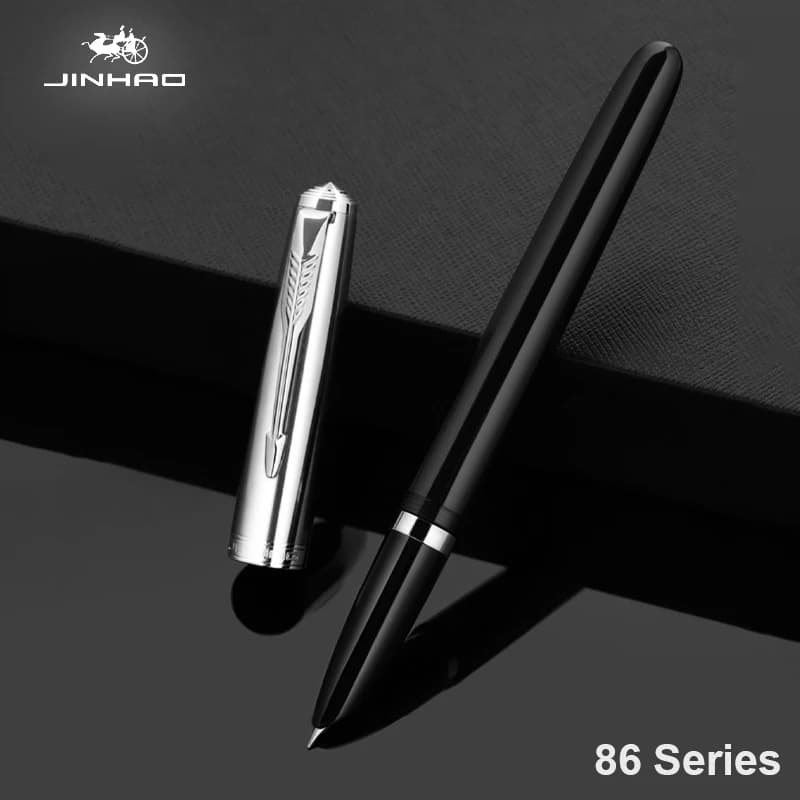 Jinhao 86 Penna Stilografica di Lusso Elegante Resina Penne Classiche Argento Freccia Clip 0.5mm Pennino Scrittura Forniture Per Ufficio Regalo di Cancelleria