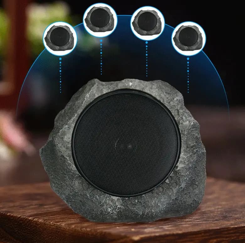 2026 Altoparlante da roccia esterno wireless con energia solare da 1500 mAh per telecomando per piscina con ponte per barbecue da giardino esterno