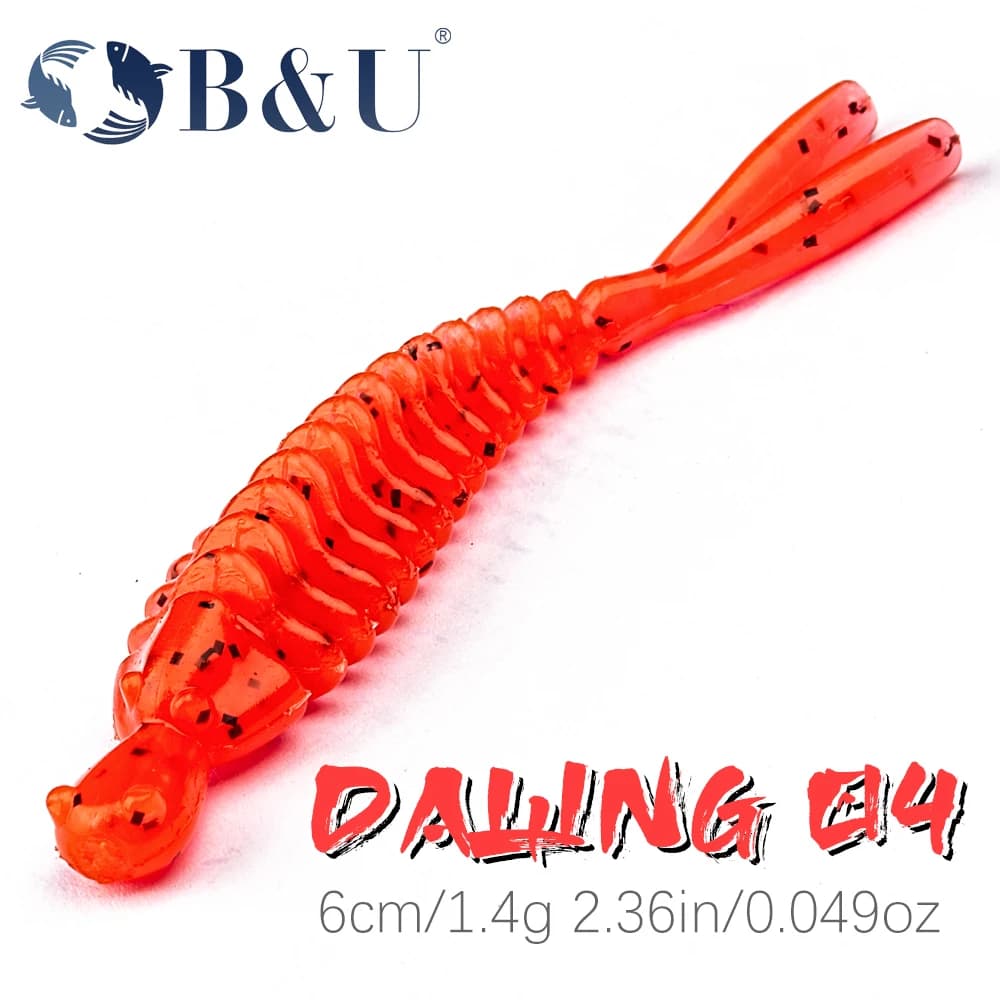 B & U Larva Morbida Esche Per La Pesca 60 millimetri Artificiale Esche Da Pesca Verme In Silicone Bass Pike Minnow Swimbait Jigging esche di plastica