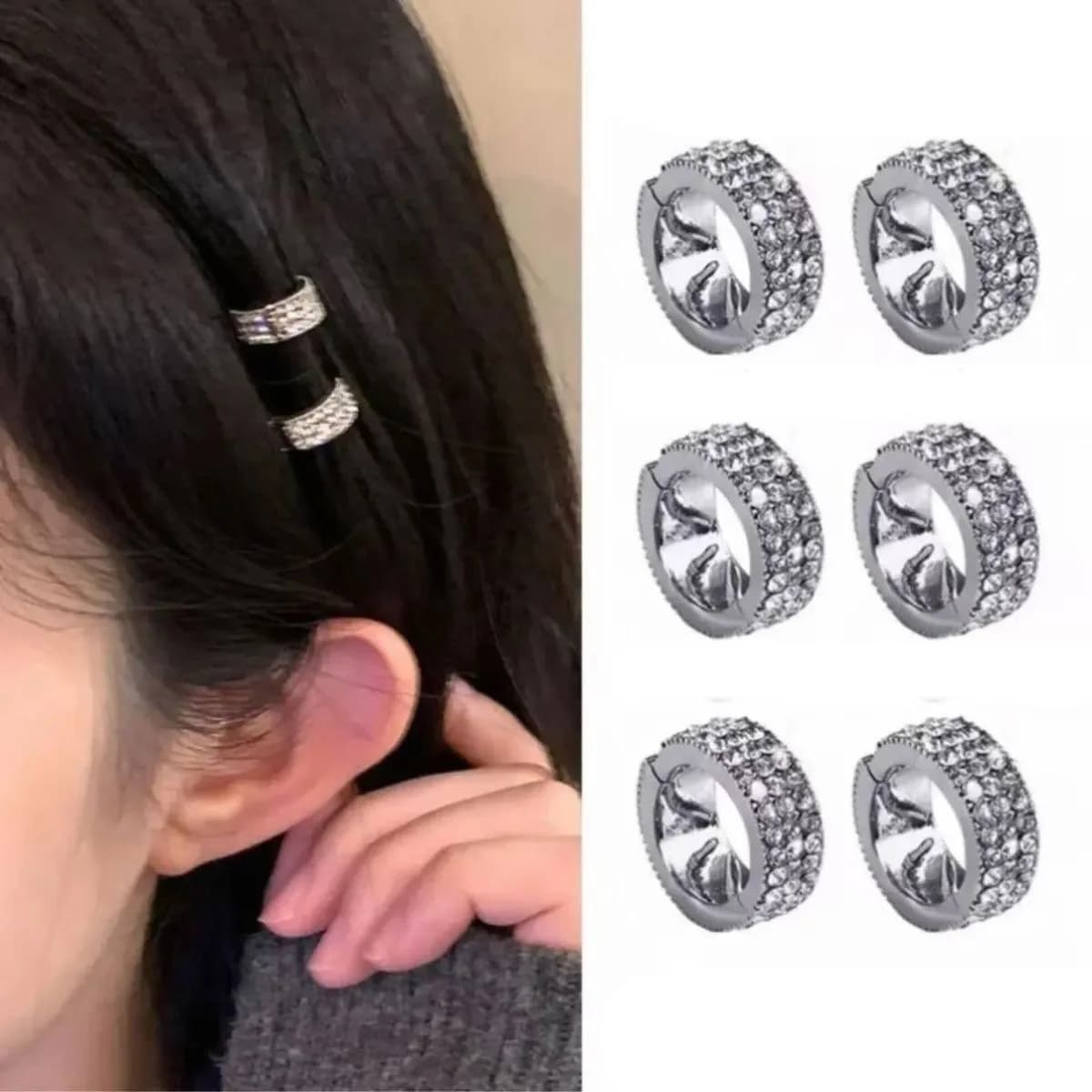 Fermaglio per capelli circolare mini in metallo con cristalli, fermaglio a becco d'anatra per la parte anteriore della testa, accessorio moda per capelli, gioielli, ornamento, 6 pezzi (lotto)