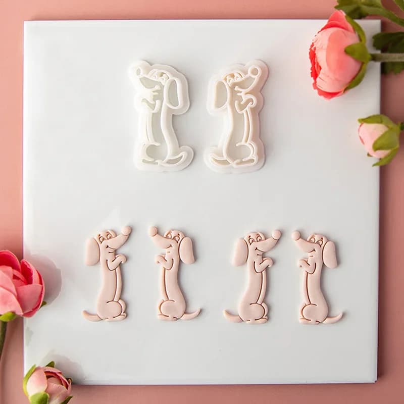 Cartoon Sausage Dog Soft Polymer Clay Cutter Cute Dachshund Paw Handmade Earrings Cookie Embossing Cutters for Jewelry Pendant