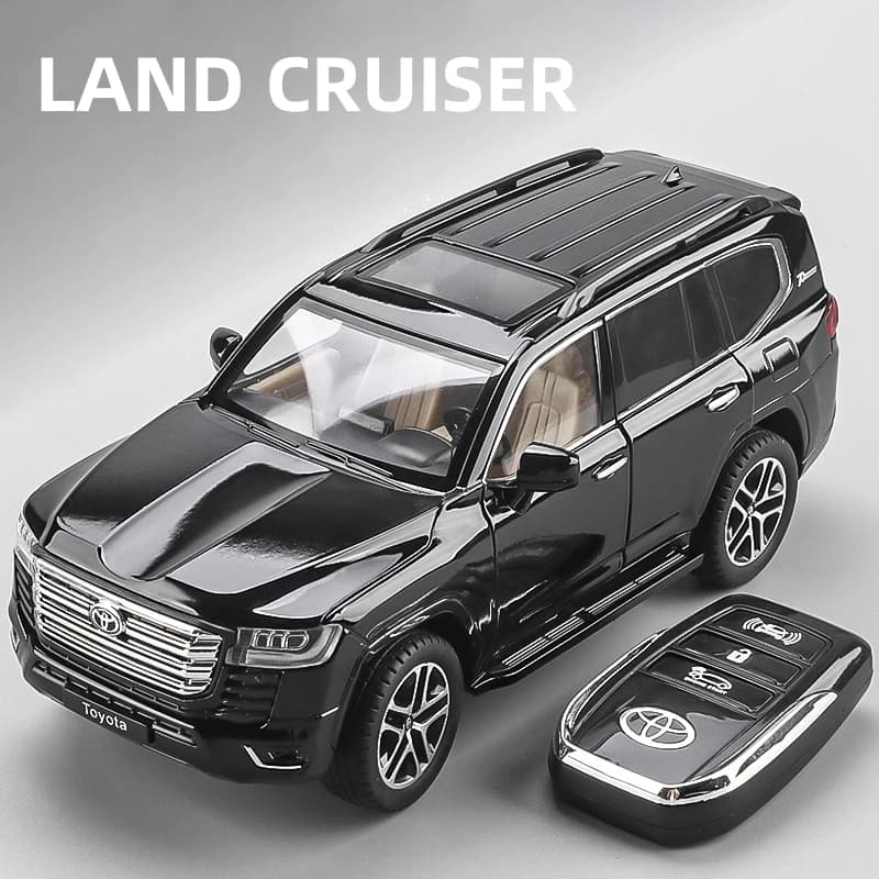 Modellino Auto in Lega Toyota LAND CRUISER PRADO 1:24 con Controllo a Chiave, Suono e Luci, Funzione Pull-Back, Giocattolo per Bambini, Oggetto da Collezione, Regalo di Compleanno