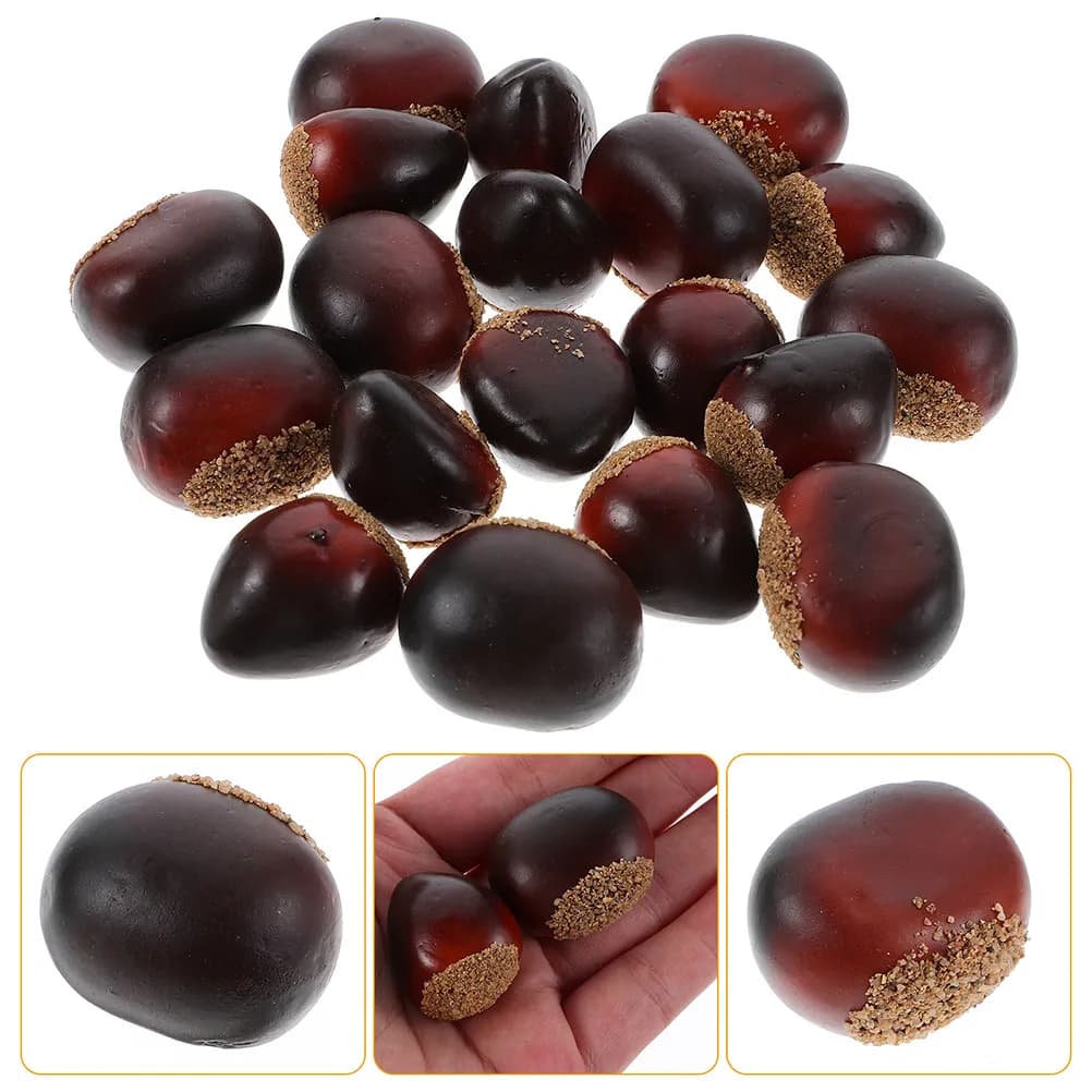 30Pcs Fake Chestnut Decoration Artificial Dried Fruit Simulation Nuts Display Kitchen Party Table Decor Realistic Fake Nuts