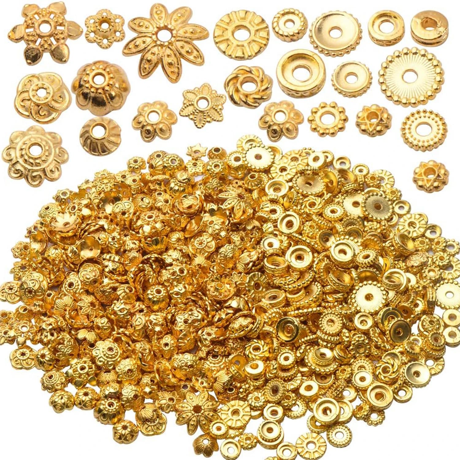 100g di Perline Sciolte Miste in Metallo a Forma di Fiore con Terminali in Argento Tibetano - Accessori per la Creazione di Gioielli, Bracciali e Collane