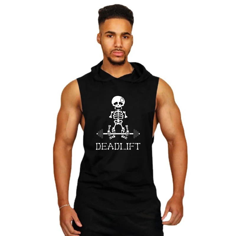 Canotta con Cappuccio Senza Maniche da Uomo per Bodybuilding, Gilet Sportivo da Palestra, Canotta Estiva in Cotone Traspirante per Fitness, Abbigliamento Muscolare con Aperture Laterali