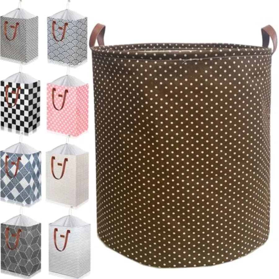 80L Waterproof Laundry Hamper in Family Leather Handle Laundry Basket in Dormitory Collapsible Laundry Bag in Nursery,80L