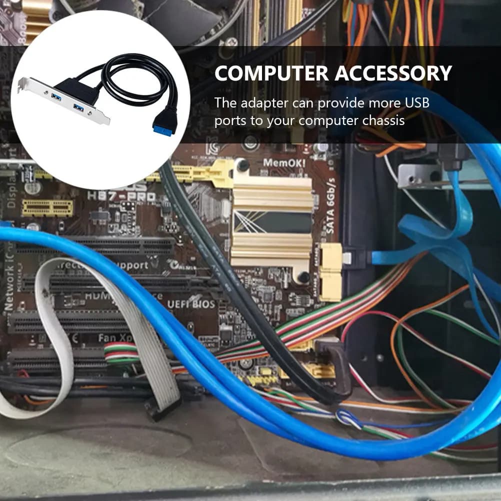 Staffa di Espansione per Pannello Posteriore da 20 Pin a Doppia Porta USB 3.0 Femmina, Hub USB 3.0 per Slot PCI per Chassis di Computer Desktop