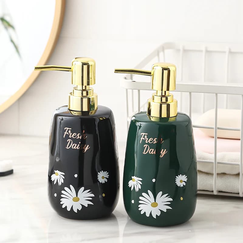 dispenser di sapone Disinfettante per le mani in ceramica pressa bottiglia gel doccia sub bottiglia shampoo di lusso lozione accessori per il bagno 450ml