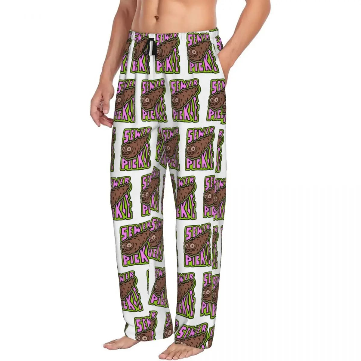 Custom Sewer Pickle Men Pajama Pants Lounge Sleep Sleepwear Bottoms with Pockets