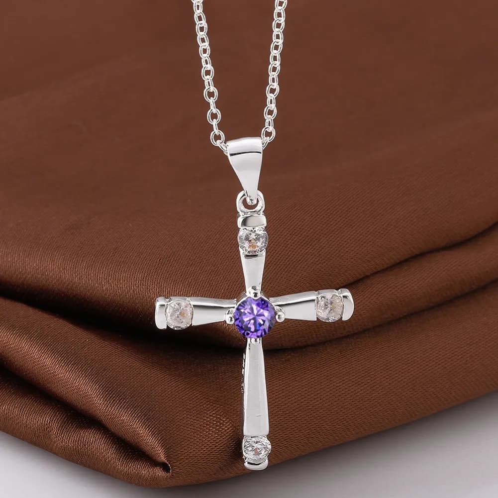 hot sale Classic charms 925 Sterling Silver cross Pendant Crystal Necklace For Women Christmas gifts luxur party wedding Jewelry