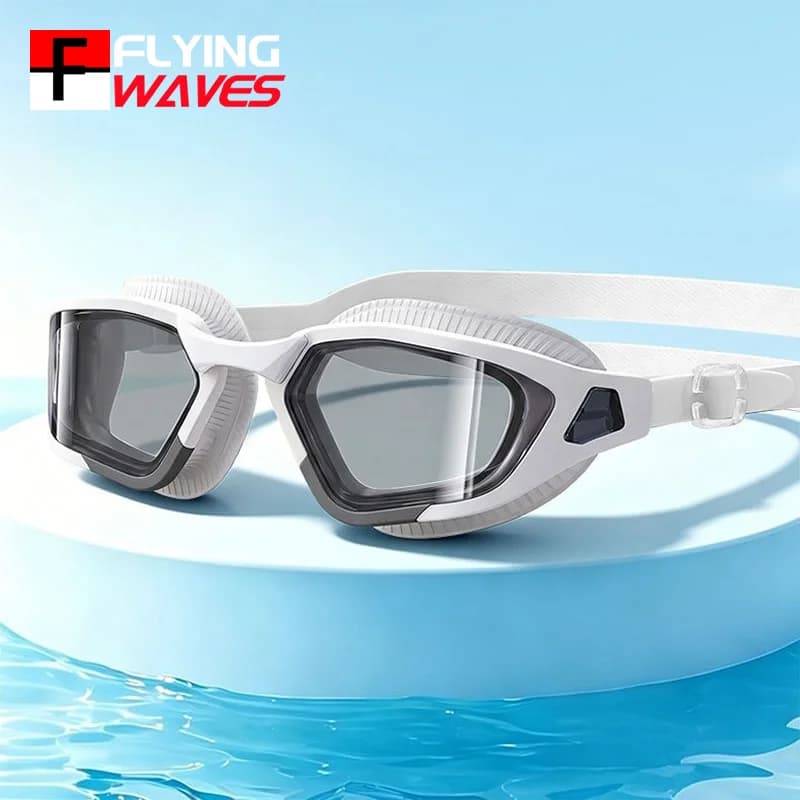 Adult Swimming Goggles Waterproof Detachable Nose Bridge Swim Glasses Cap Set Low-Drag for Men Women Youth Pool Training