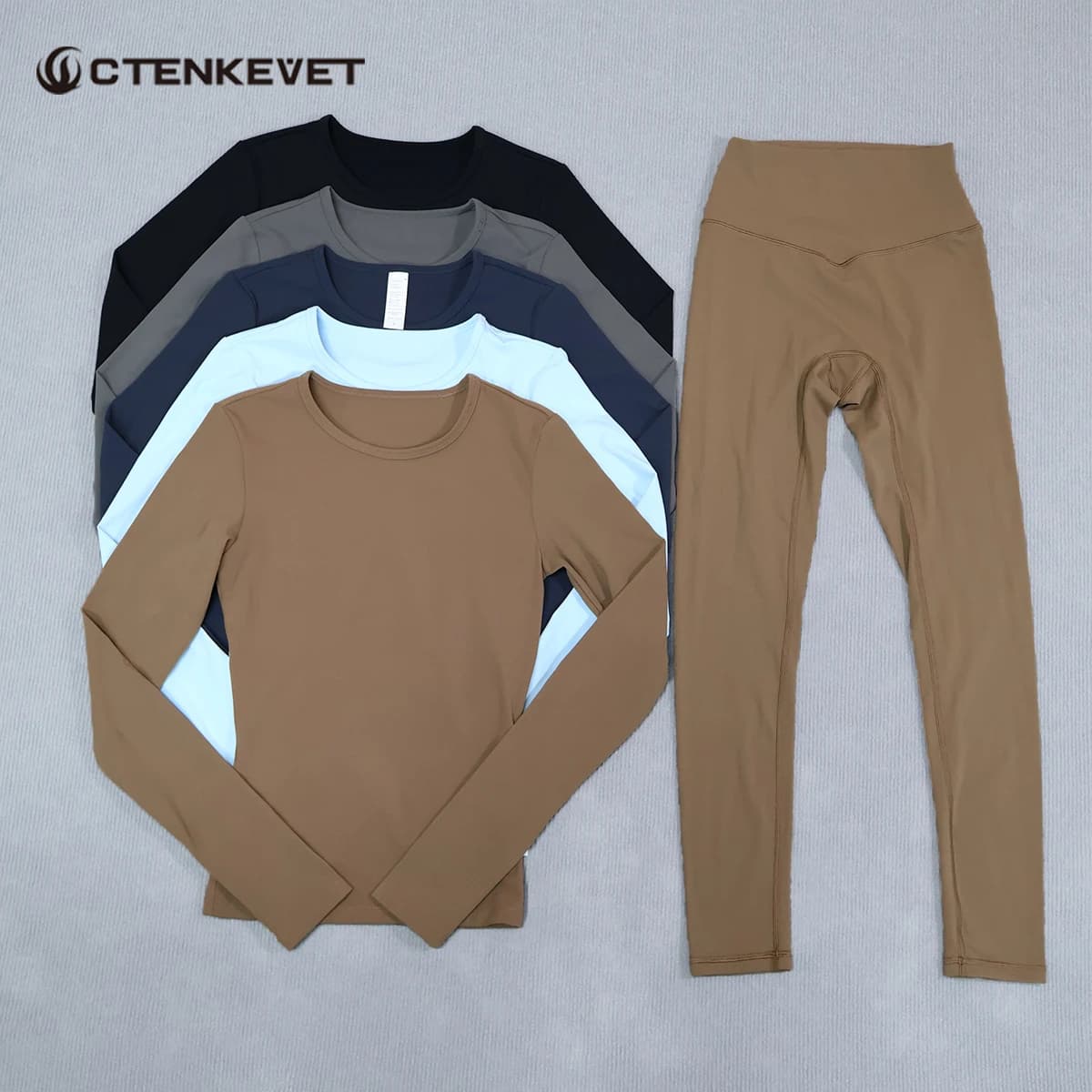 Set Yoga Estivo da Donna a Rapida Asciugatura: Top a Maniche Lunghe e Leggings per Fitness e Sport, Ideale per Corsa e Ciclismo