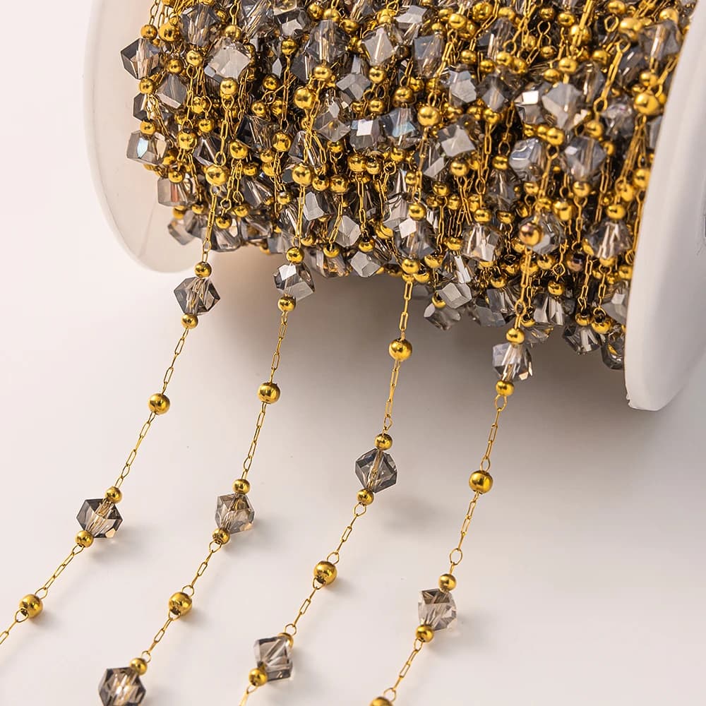 Catena di cristallo irregolare in acciaio inossidabile da 1 metro per collane fatte a mano fai-da-te bracciali creazione di gioielli accessori all'ingrosso