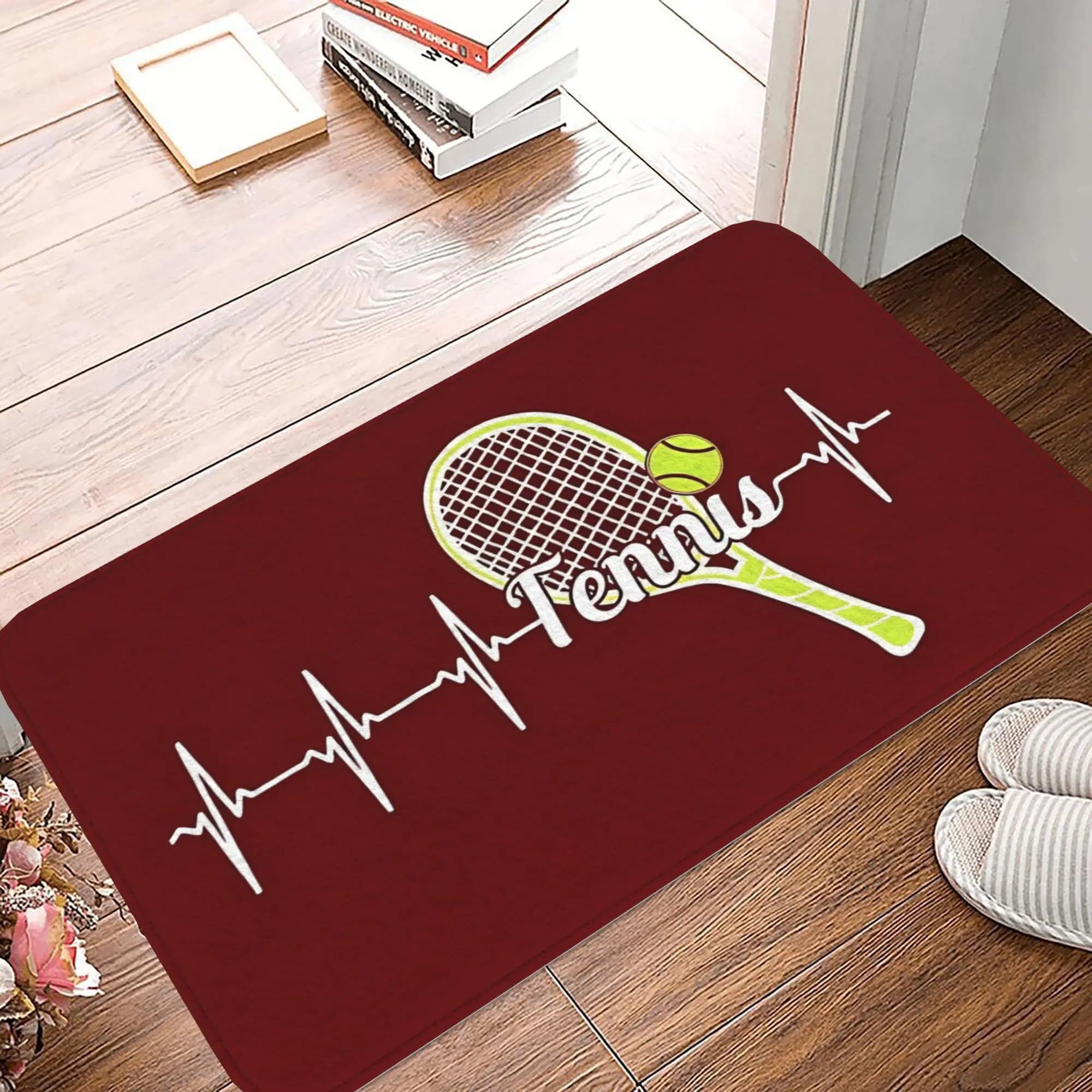 1pc Non-slip Doormat Kitchen Mat Tennis Heartbeat 1 Balcony Carpet Welcome Rug Bedroom Decorative
