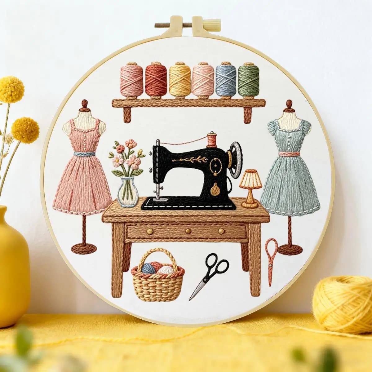 1pc 20X20CM/15X15CM 7.87/6.3inch Sewing shop Embroidery Starter Kit DIY kit DIY embroidery kit manualidades Needle Art