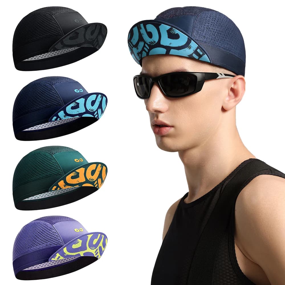 Berretto da ciclismo per sport all'aria aperta per uomo e donna cappello da sole traspirante traspirante, berretto sotto il casco per l'equitazione in bicicletta