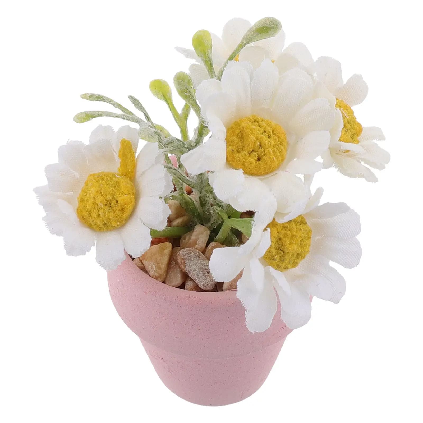 Miniature of Margherite in Vase, Realistic Decoration for Doll House, Simulated Bonsai, Photography Accessories, Small Office Plant and Library