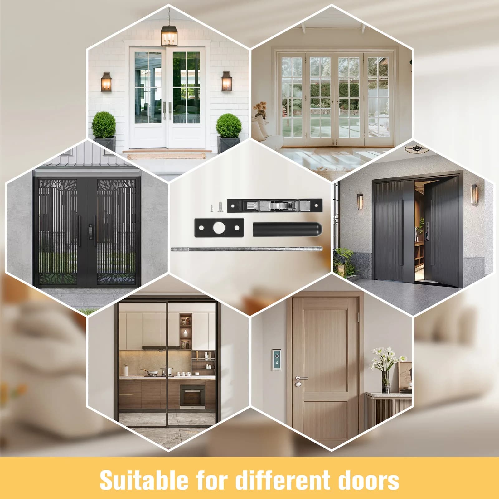 Set of 10 Extensible Lever Locks with Hidden Auction, Security Lock for 10 Inch Doors for Composite Doors/Ports in Wood/Ports
