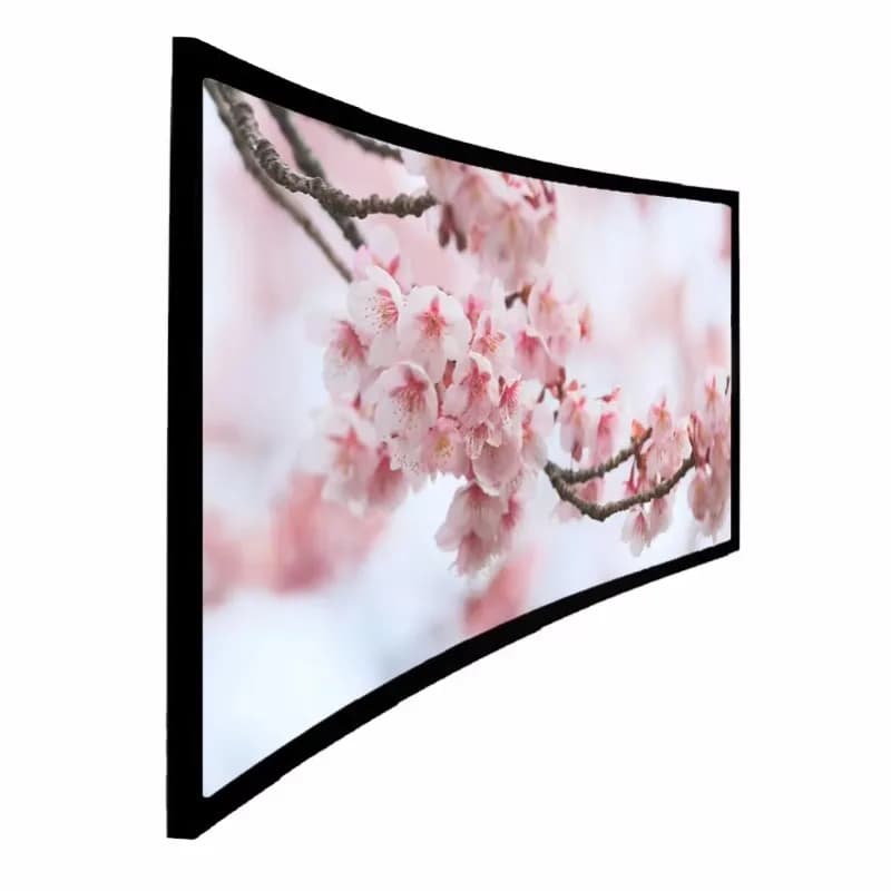 80-200 Inch Curved Aluminum Fixed Frame Projector Screen 16:9 Velvet 4K HD Silver Projection Screen for Home Theater