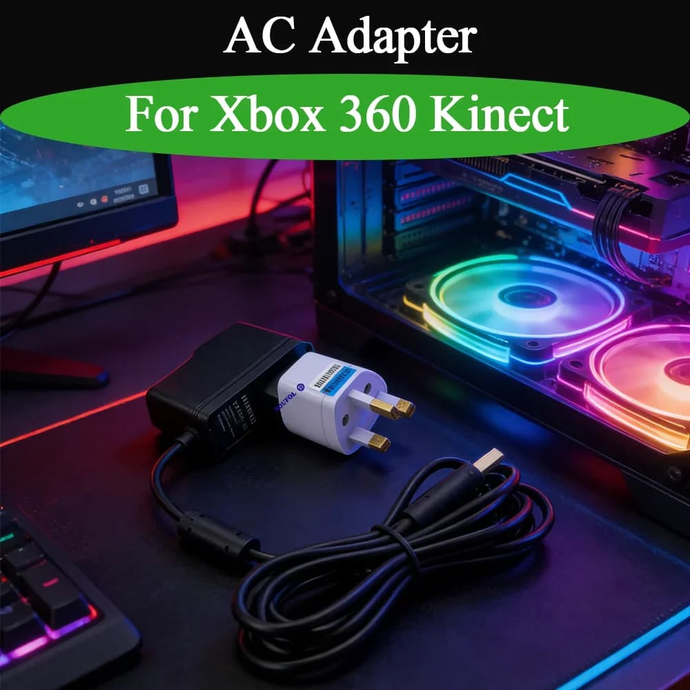 Nuovo adattatore CA con spina EU/US/UK per Xbox 360 Kinect, alimentatore di ricarica, cavo caricatore USB per accessori di gioco Xbox 360 Kinect