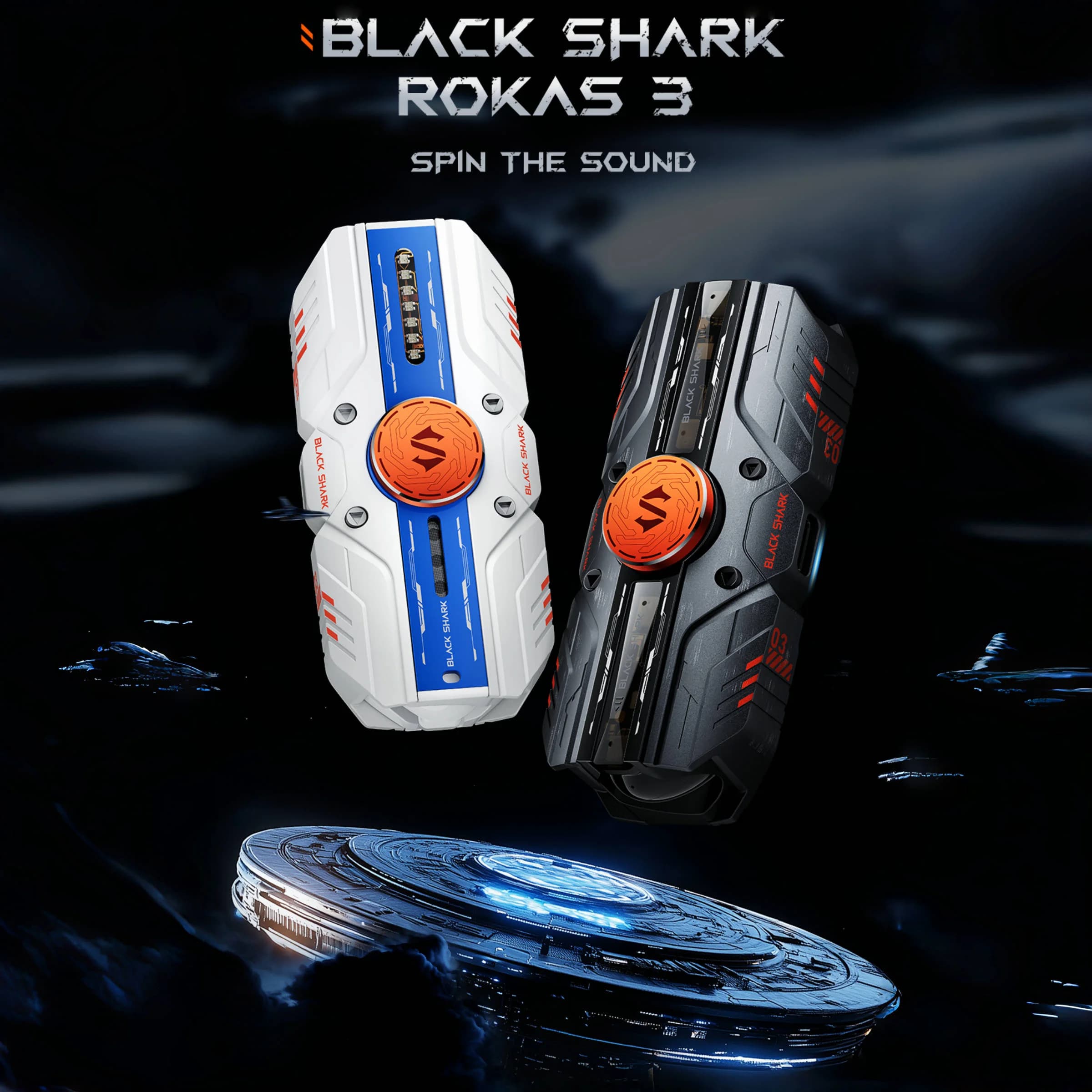 Black Shark Rokas 3 TWS wireless earphones, with HIFI stereo, Bluetooth 5.4, Fidget Spinner 24 hours battery life Light RGB low latency