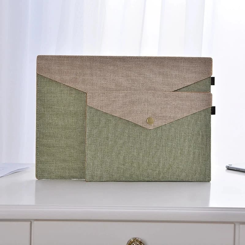 Borsa portadocumenti in feltro di lino imitazione fibbia magnetica A4, cartella per riunioni di ufficio, set di cancelleria per la scuola elementare, archiviazione di materiali A5