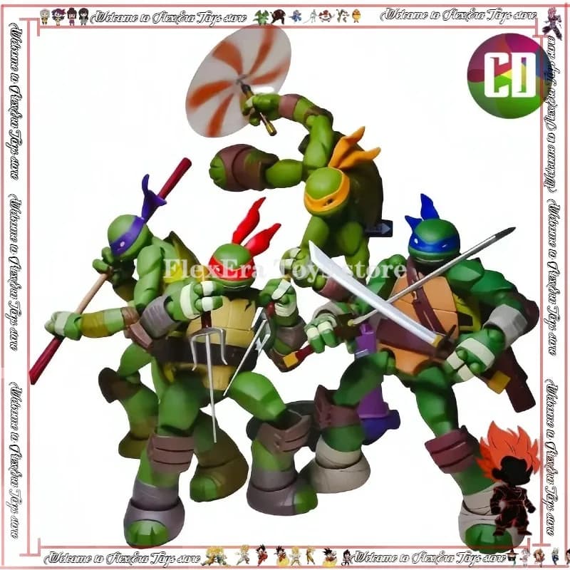 CDTOYS Revoltech Ninja Turtles Action Figure 13cm Gear Joint Movable Doll with Accessories Scene Platform Collectible