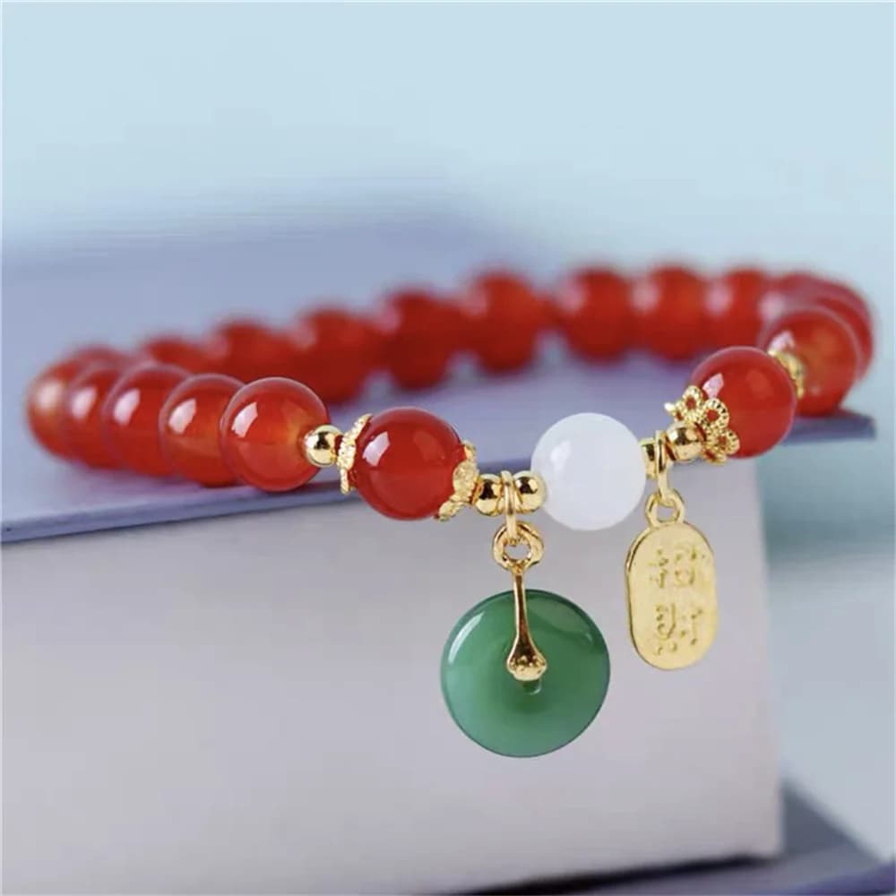 Bracciale fatto a mano con perline rosse portafortuna per donna Bracciale in corda stile cinese Gioielli di amicizia con amuleto di buona fortuna