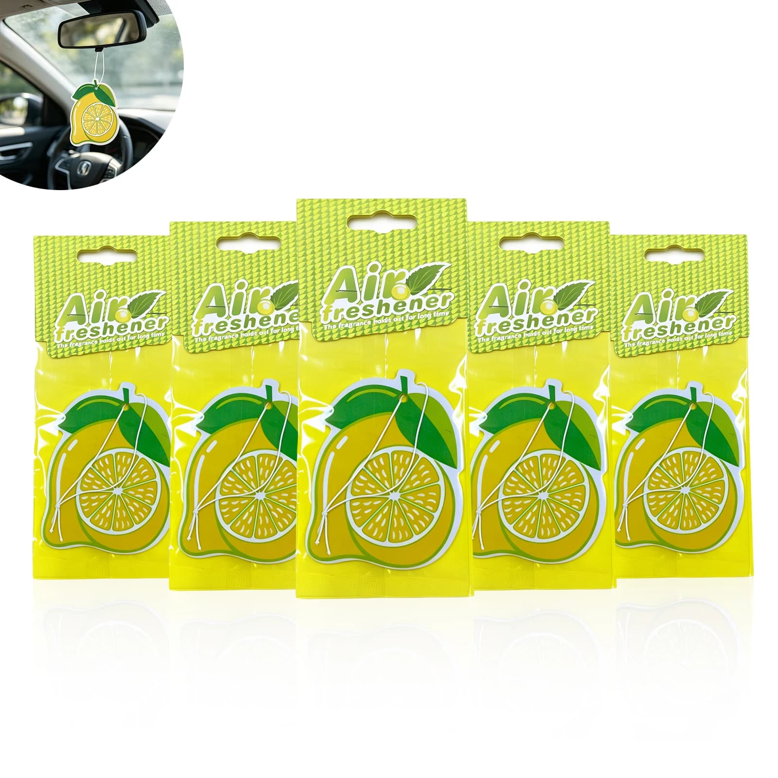 3-20pcs Lemon Car Air Freshener，Hanging Paper Tree，Suitable for Car & Home