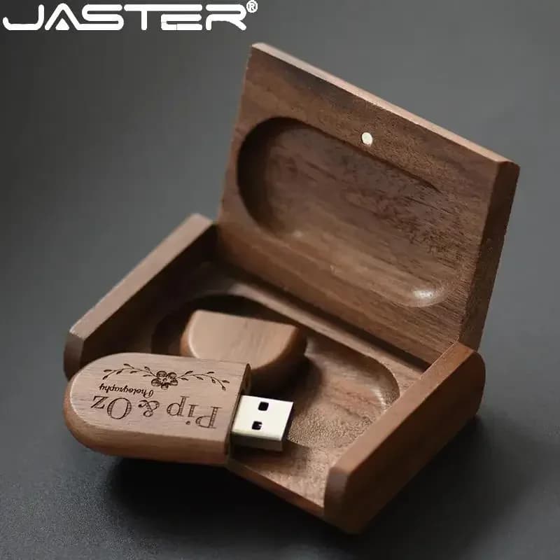 JASTER USB 2.0 Flash Drive 64GB Pen drive Scatola in legno LOGO personalizzato gratuito Memory stick 64GB 32GB 16GB Regalo di nozze U disk Pendrive