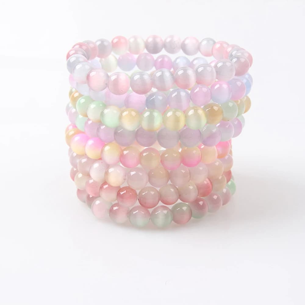 Women A Stone Bracelet Symbolizing Purity Beauty And Wealth Cat Eyes Stone Round Bead Bracelets Girl 8 mm Stretch Rope Bracelet
