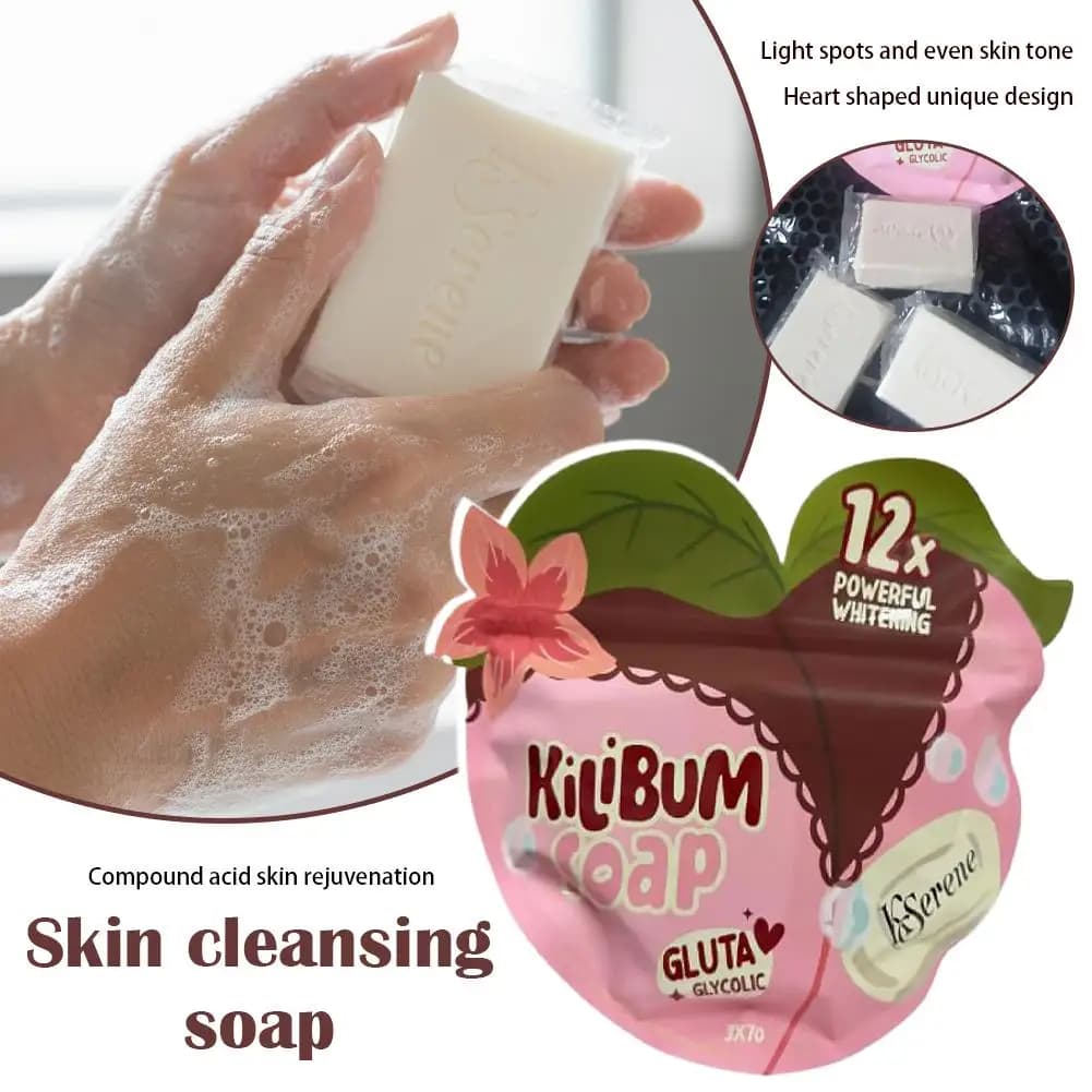 Sapone Schiarente Gluta Glycolic 3x70g Peach Heart Pack per Viso e Corpo, Barra Detergente per Uniformare il Tono della Pelle, Idratante e Levigante