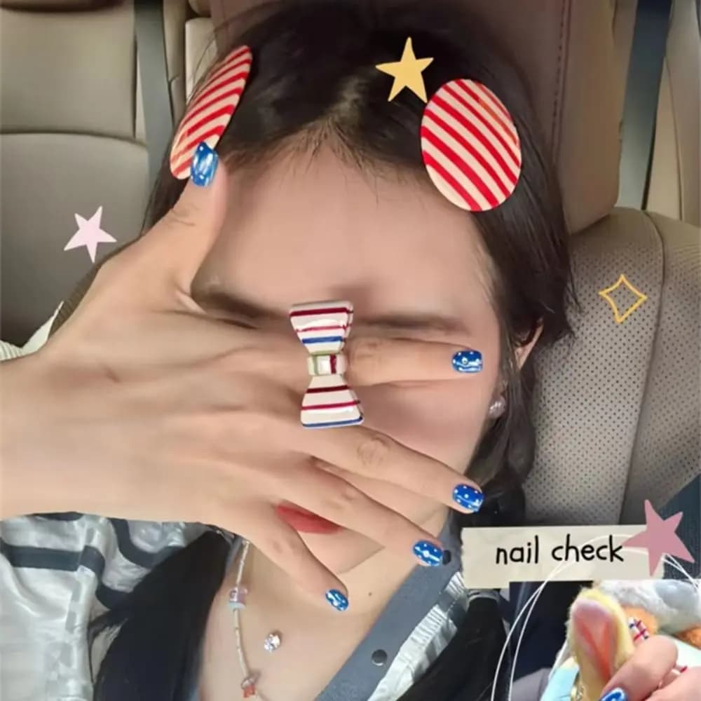 Personalized Acetic Acid Polka Dot Hair Clip Striped Dopamine Acetate Hairpin Geometry Round Cute Spring Clip Vacation