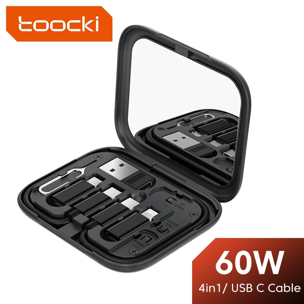 Toocki 4 in 1 PD 60W USB C a USB tipo C cavo dati cavo per Macbook Laptop Micro USB tipo Lightning Cable Set Box con supporto
