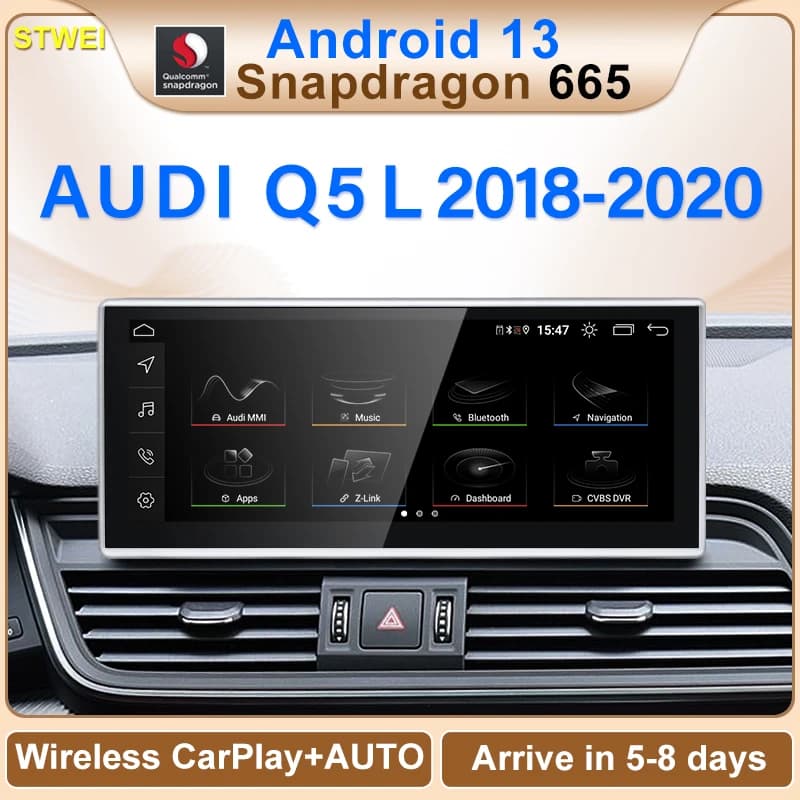 STWEI Qualcomm 8G 128G Android13 10.25 pollici Carplay AUTO Per AUDI 2018-2022 Q5 Q5L Lettori Video per Auto Navigazione GPS Smart Screen