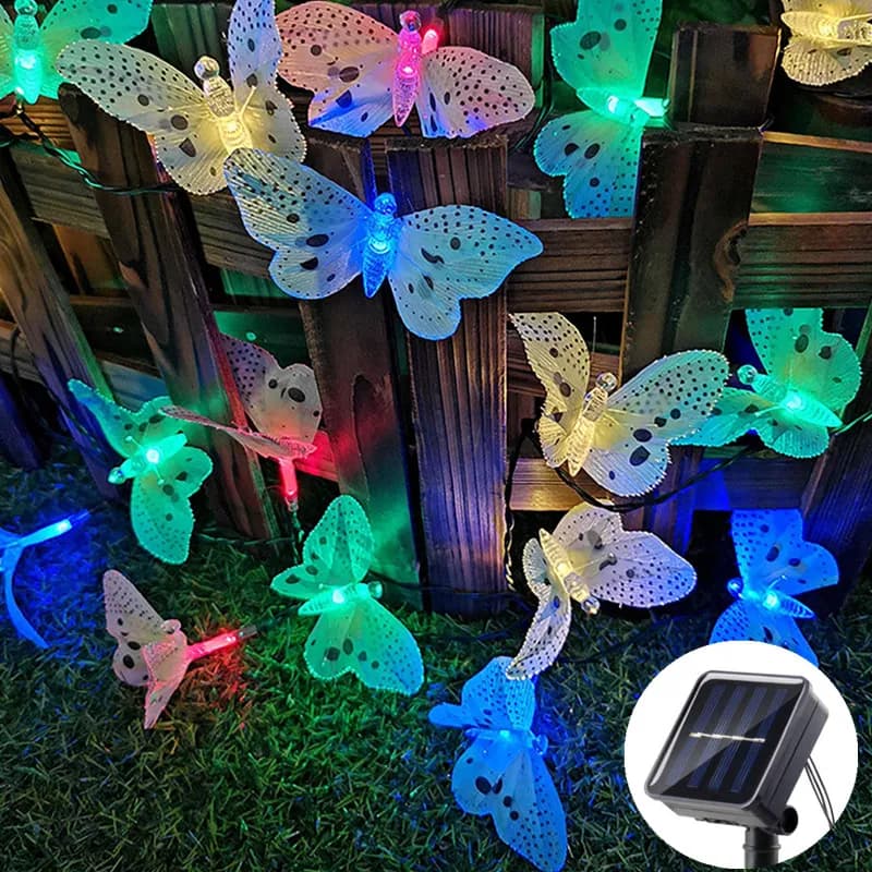 Lampada solare a LED per esterni Lampada solare a farfalla Luci a stringa Luce solare esterna a LED impermeabile per la decorazione del patio del prato della recinzione del cortile