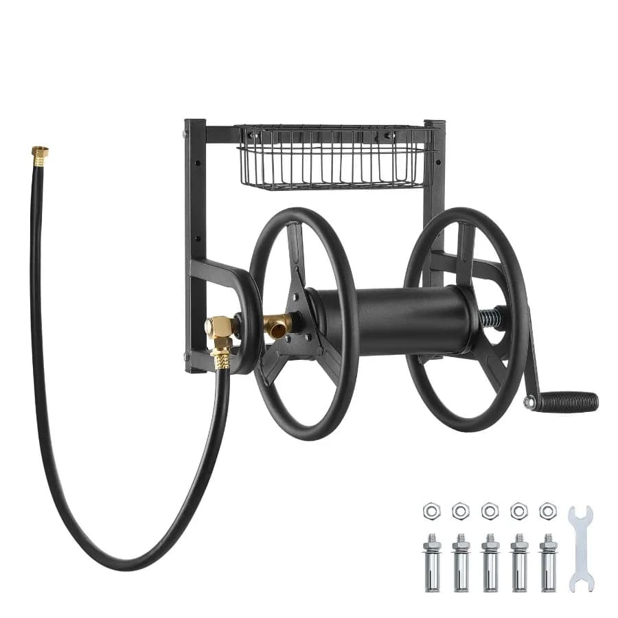 Avvolgitubo da Giardino a Parete per Tubi da 125 ft (38 m) e 5/8 pollici, Avvolgitore Manuale Resistente Salvaspazio per Esterni