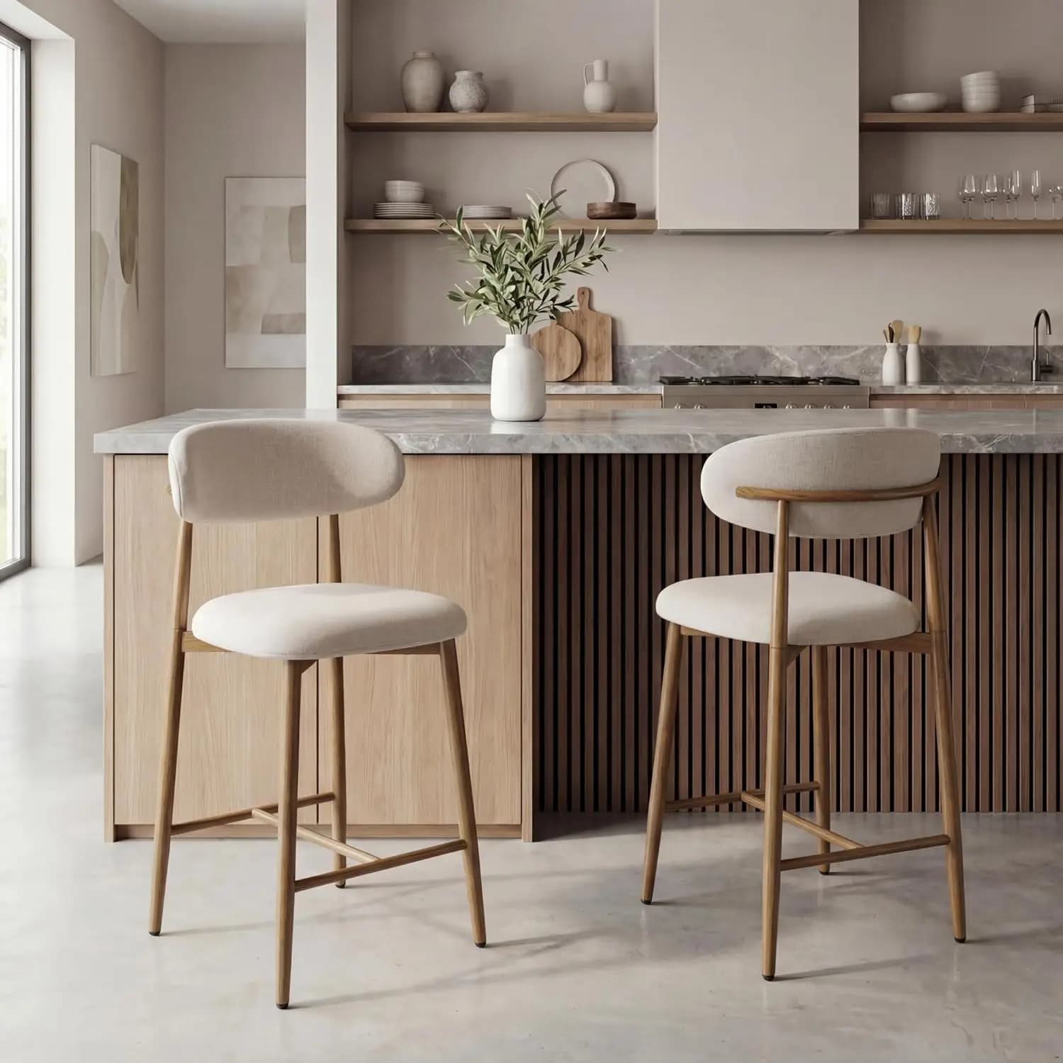Set di 2 Sgabelli da Bar Alti, Sgabelli Imbottiti Moderni con Gambe in Metallo per Isola Cucina, Personalizzabili