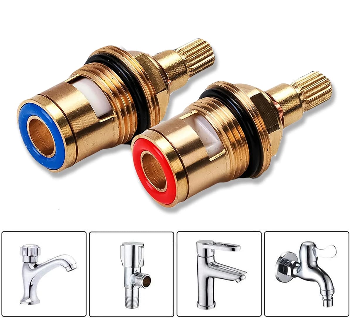 1/2pc Universal Replacement Tap Valves Brass Ceramic Disc Cartridge Inner Faucet Valve for Bathroom, Clockwise or Anti-clockwise